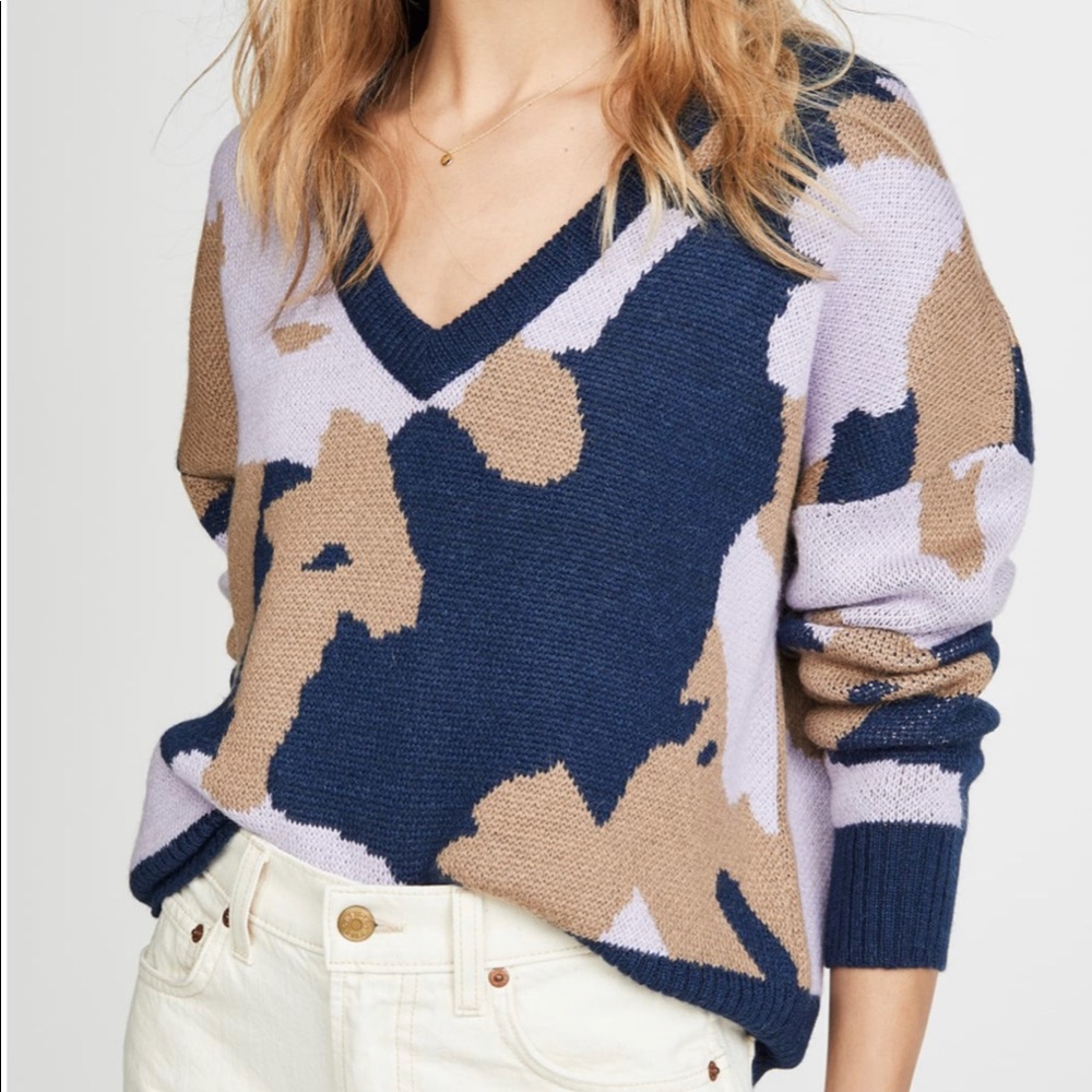 Bijou Jacquard Boxy Deep V Sweater Small